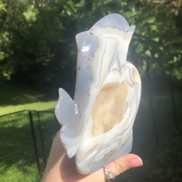 Druzy agate dolphin crystal carving - Picture 5 of 9